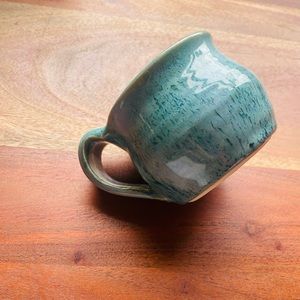 Vintage signed itty bitty hand thrown pottery mug make up holder